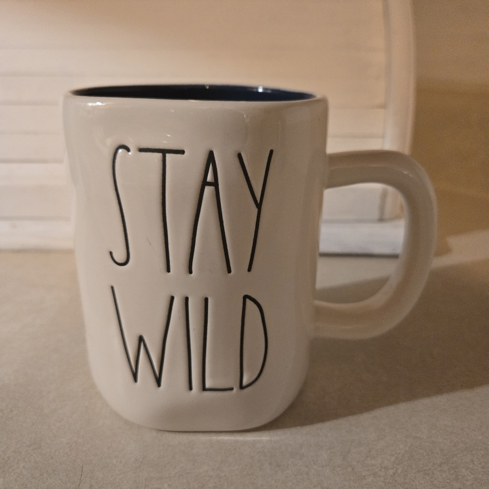 Rae Dunn Stay Wild Mountains Outdoorsy White Mug